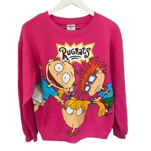 Nickelodeon Rugrats Pink Graphic Sweatshirt Juniors Size Medium (7-9)